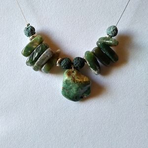 Green Marble Agate Necklace 16 inch